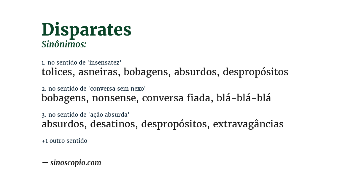 Sinônimo de disparates