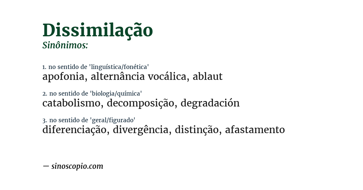 Sinônimo de dissimilação