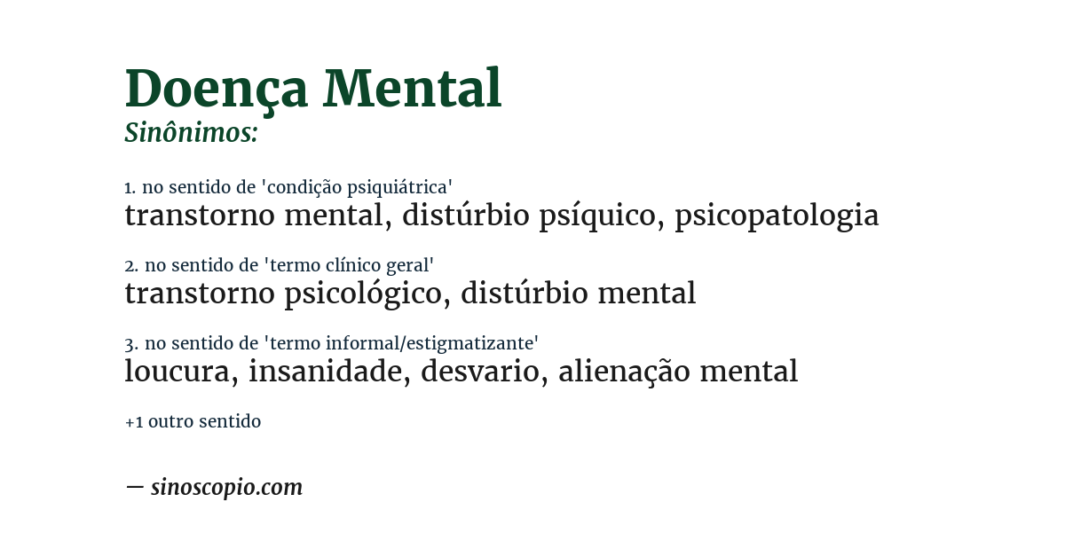 Sinônimo de doença mental