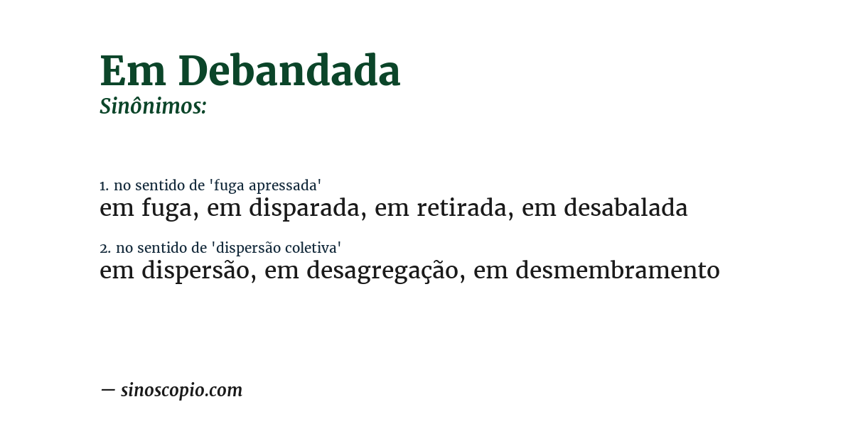 Sinônimo de em debandada