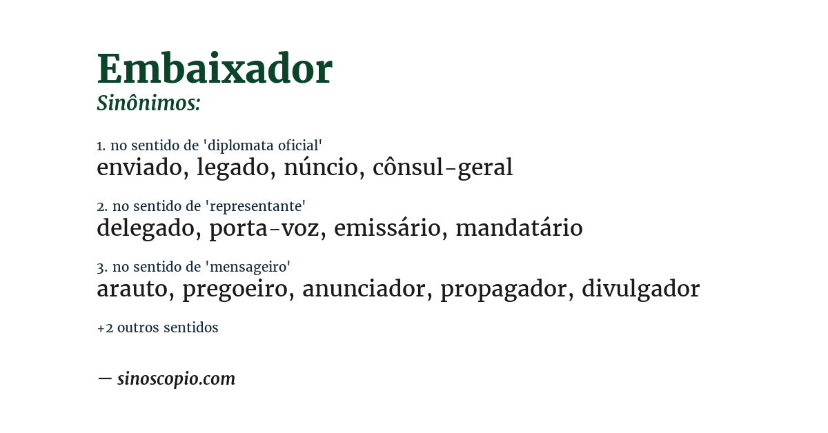 Sinônimo de embaixador