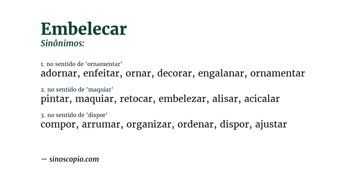 Sinônimo de embelecar