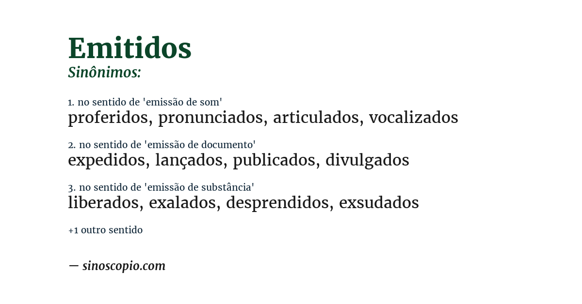 Sinônimo de emitidos