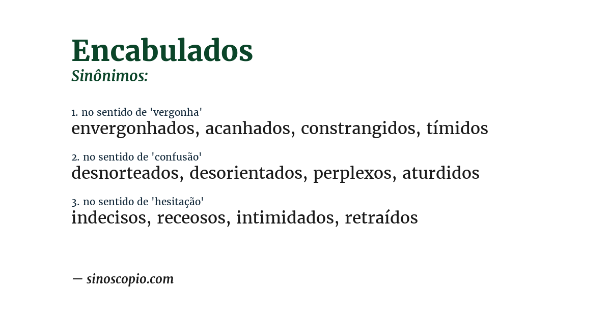 Sinônimo de encabulados