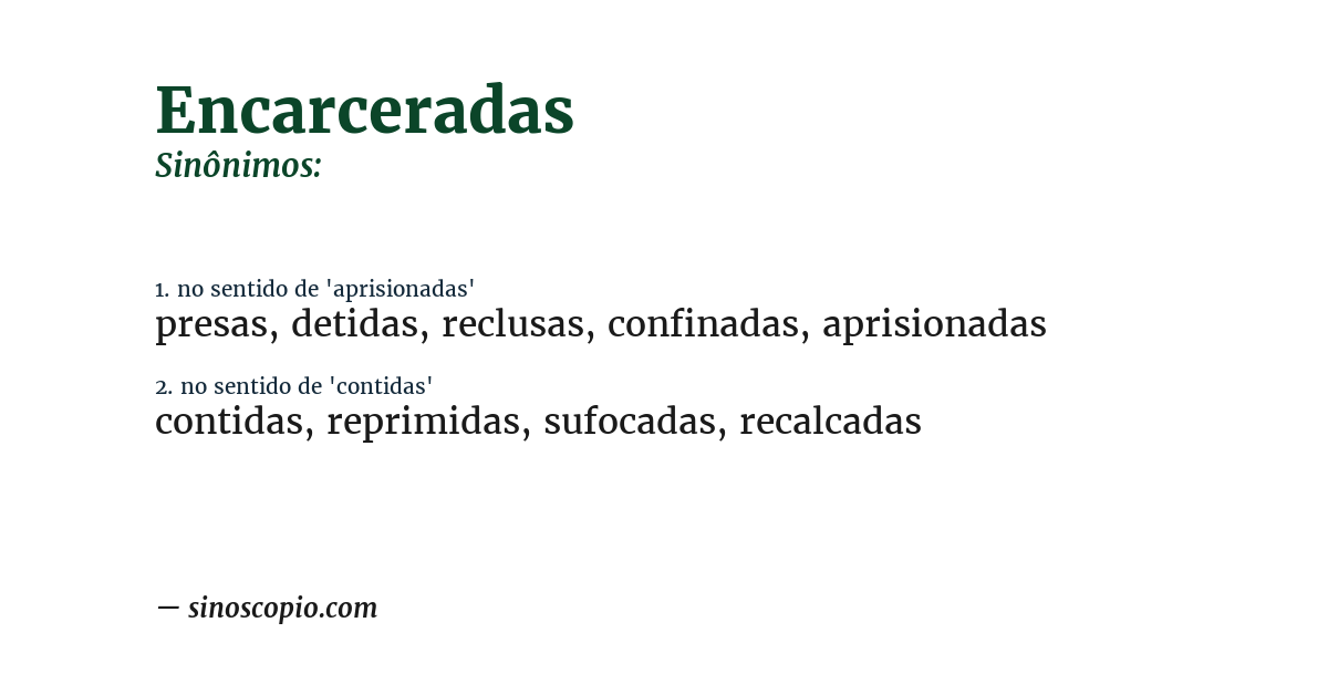 Sinônimo de encarceradas