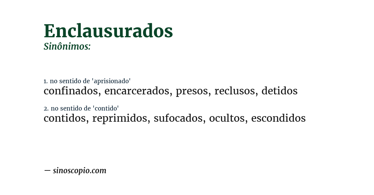 Sinônimo de enclausurados