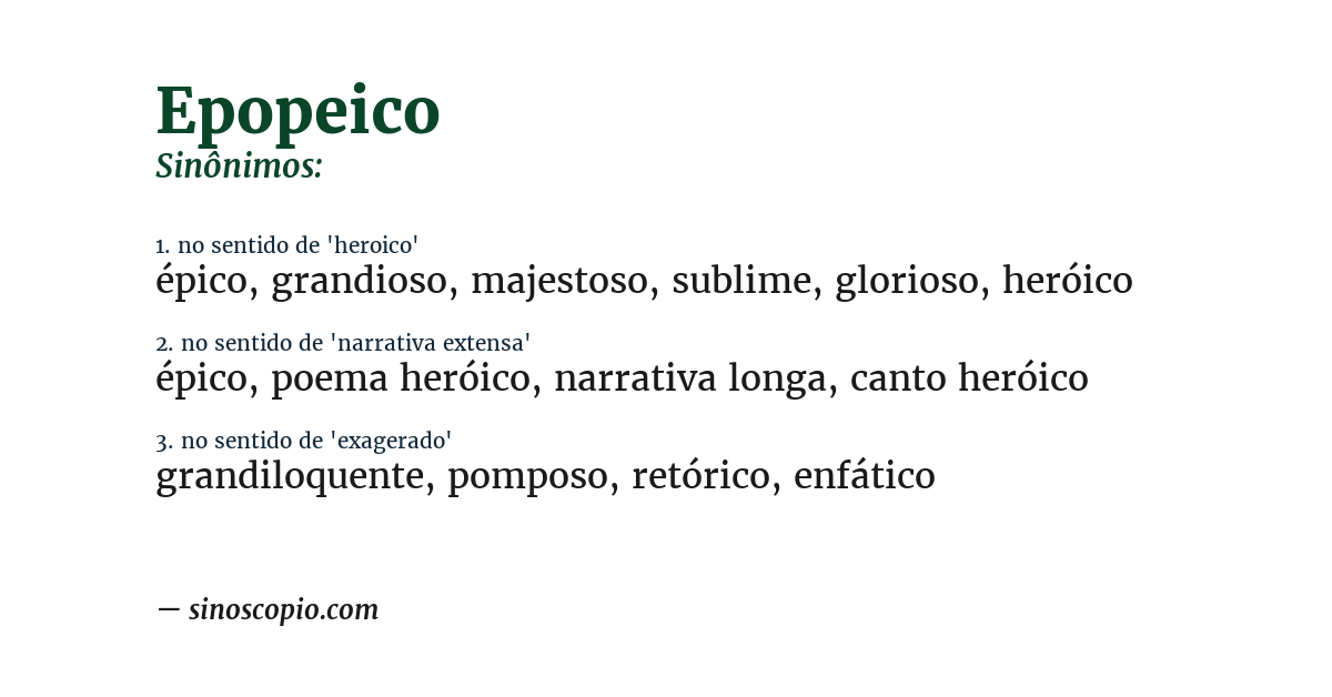Sinônimo de epopeico