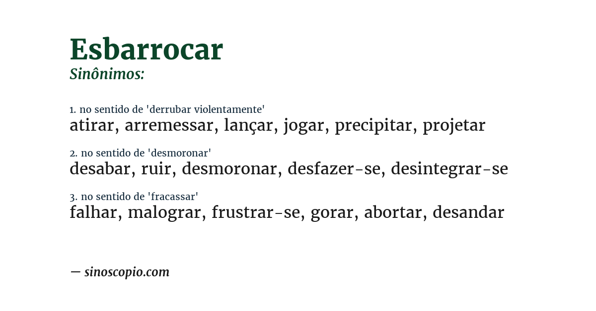 Sinônimo de esbarrocar