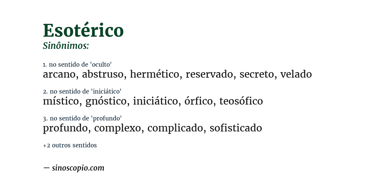Sinônimo de esotérico