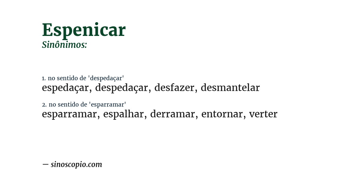 Sinônimo de espenicar