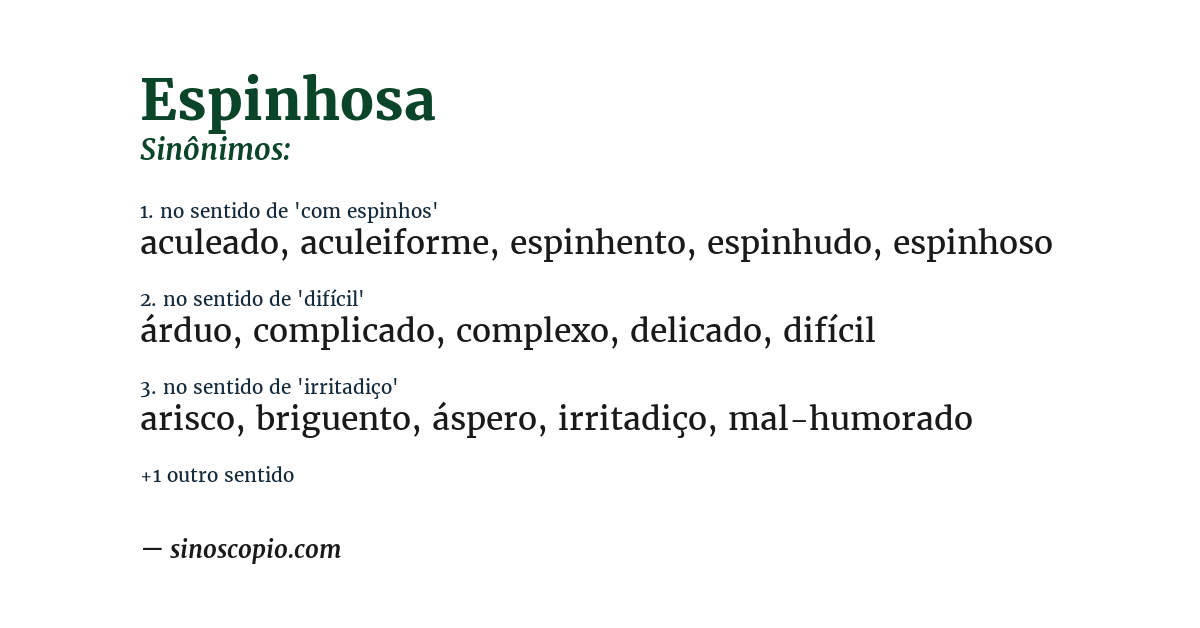 Sinônimo de espinhosa