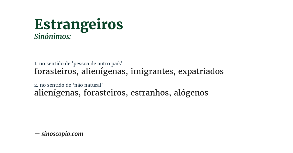 Sinônimo de estrangeiros