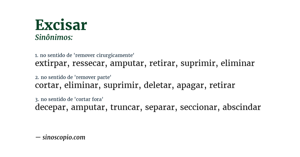 Sinônimo de excisar