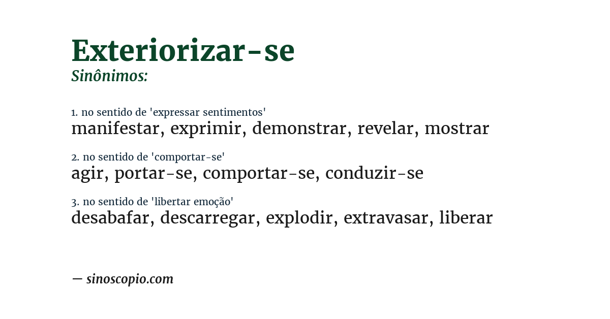 Sinônimo de exteriorizar-se