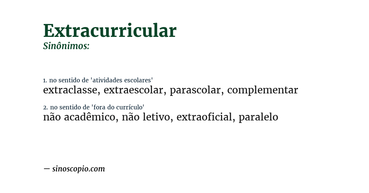 Sinônimo de extracurricular