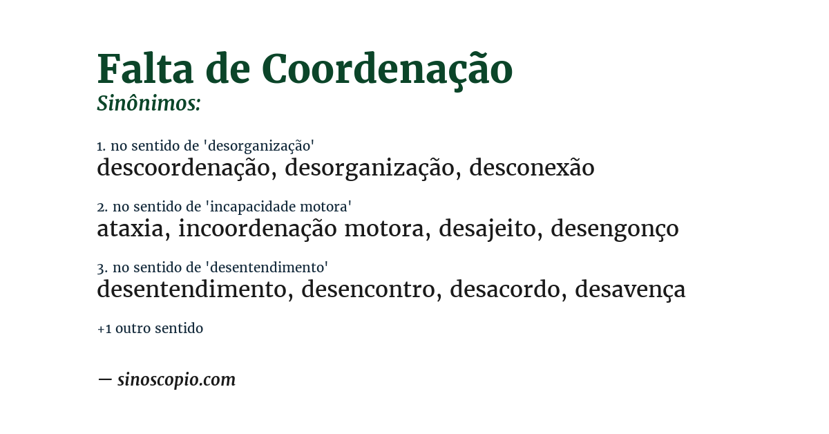 Sinônimo de falta de coordenação