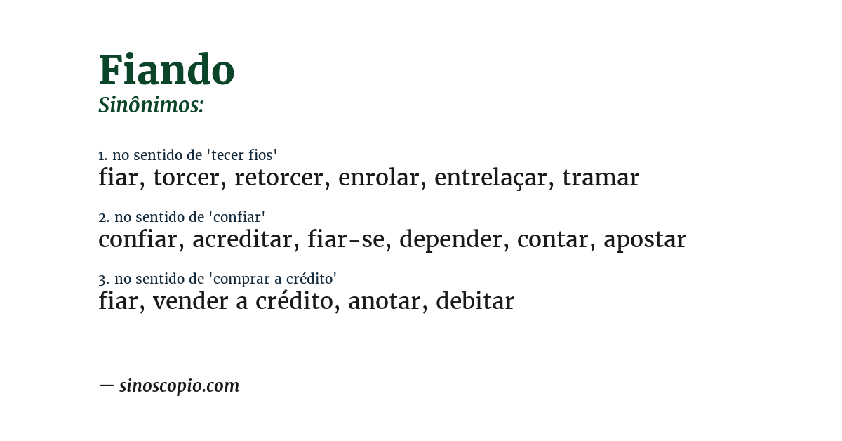 Sinônimo de fiando