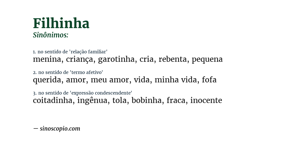 Sinônimo de filhinha