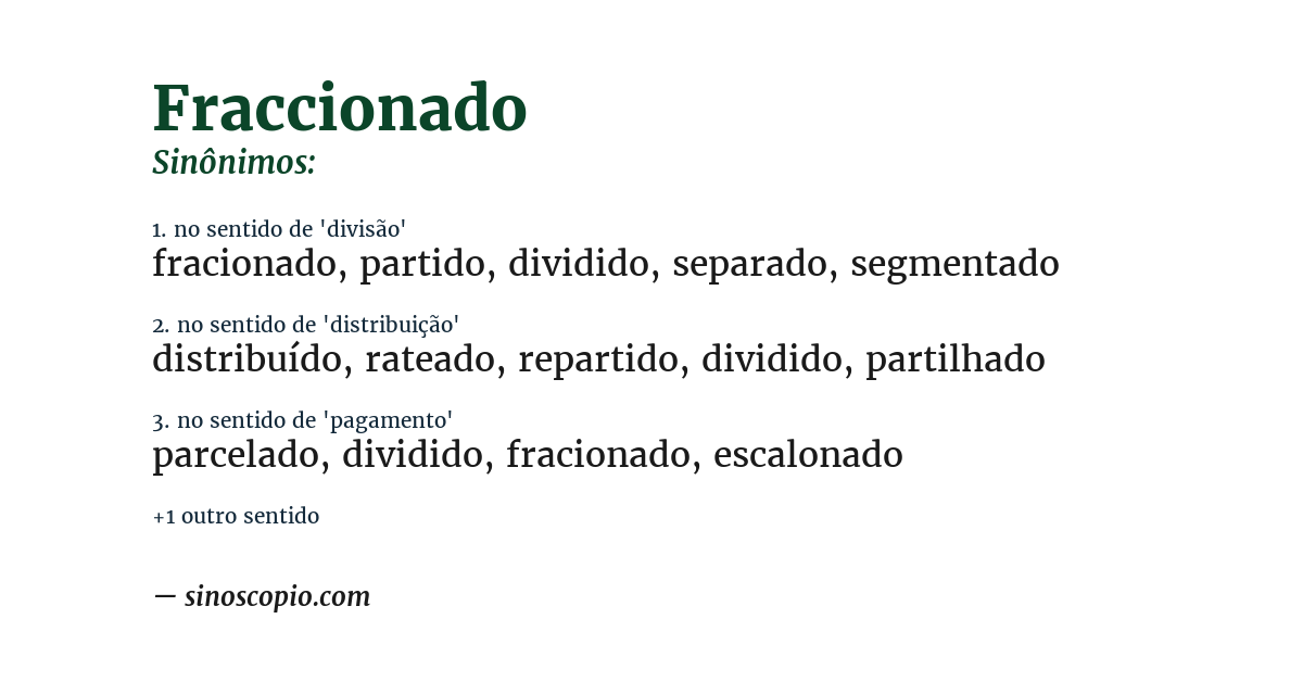 Sinônimo de fraccionado