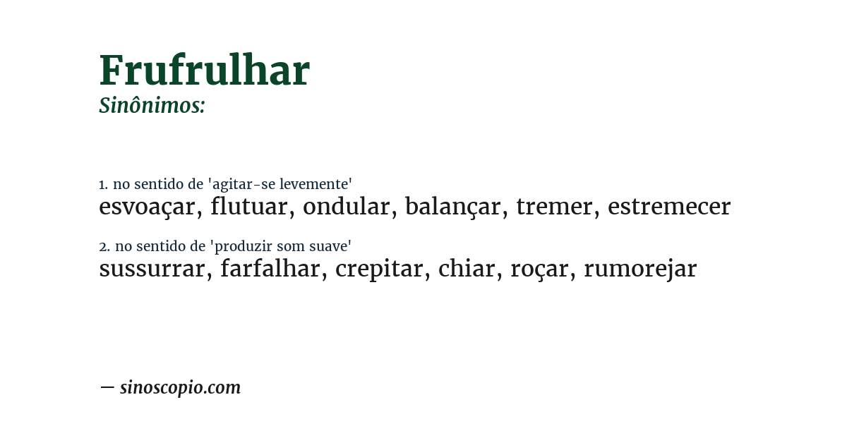Sinônimo de frufrulhar