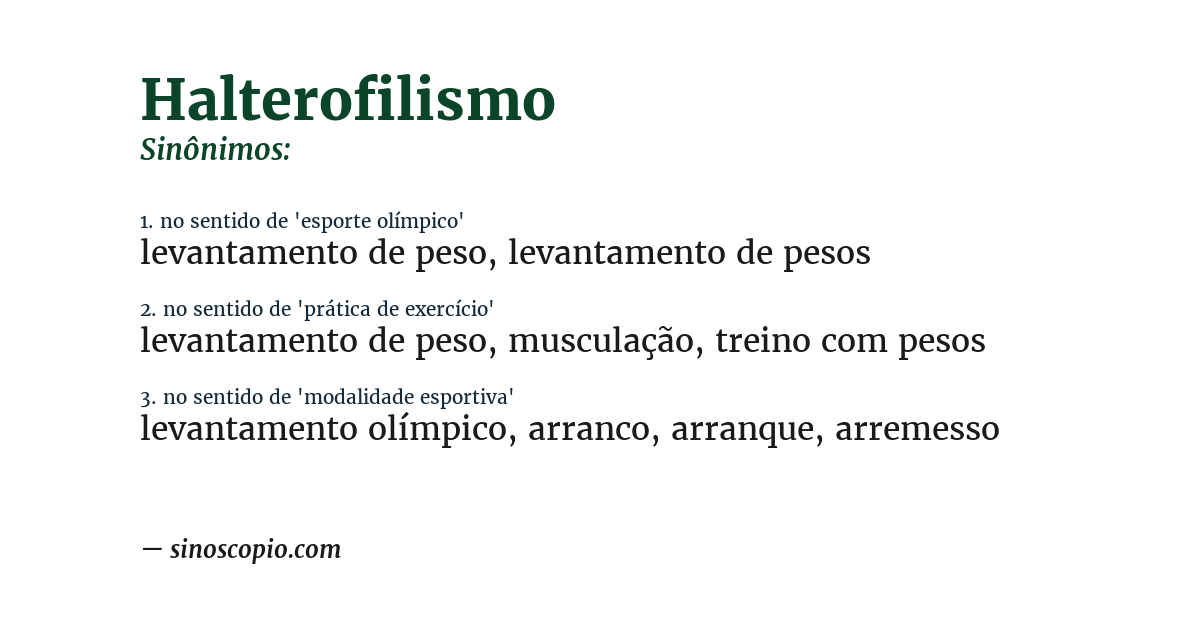 Sinônimo de halterofilismo