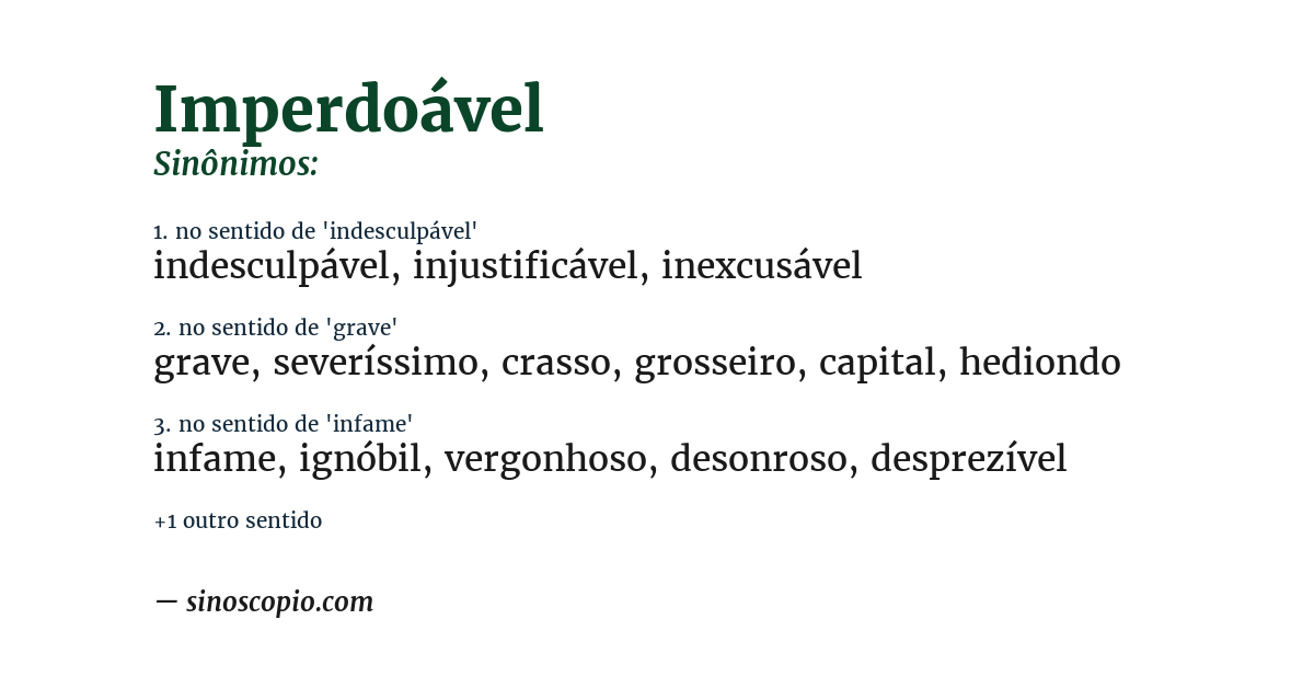 Sinônimo de imperdoável
