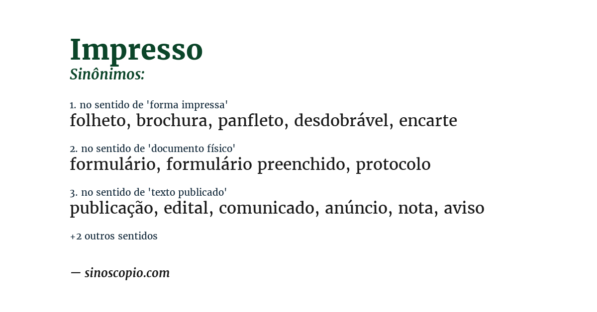Sinônimo de impresso