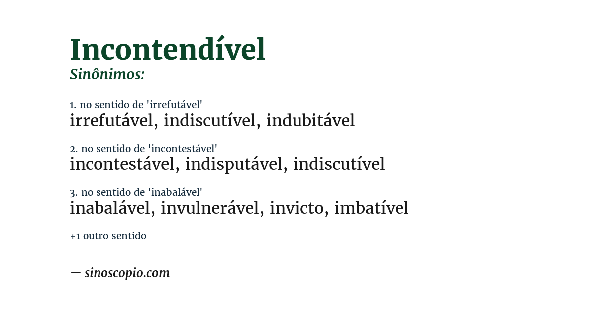 Sinônimo de incontendível
