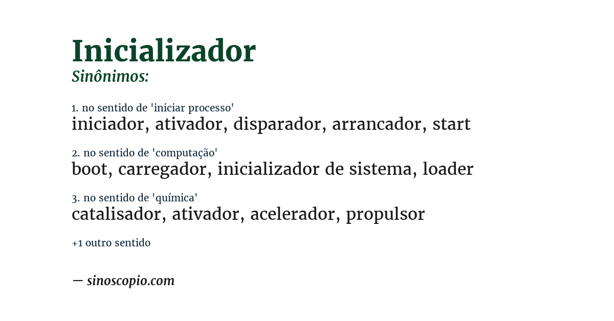 Sinônimo de inicializador
