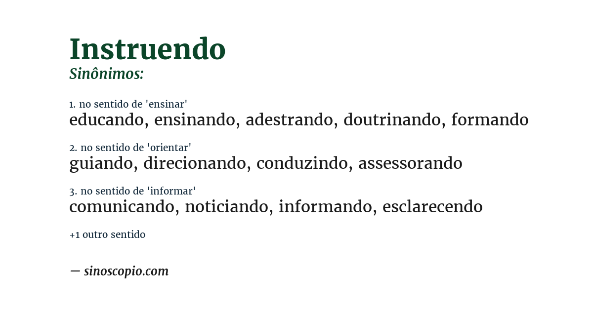 Sinônimo de instruendo