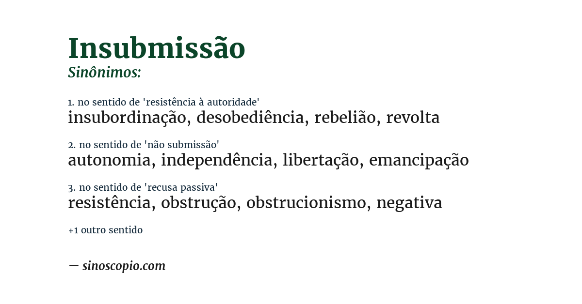 Sinônimo de insubmissão