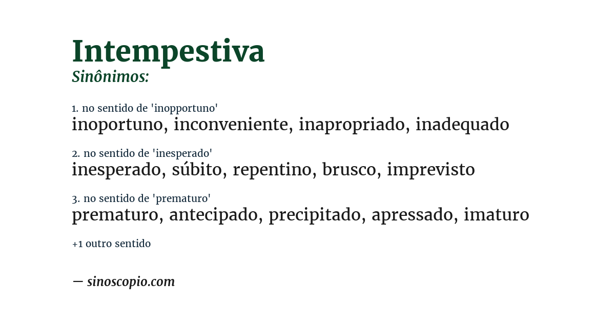Sinônimo de intempestiva