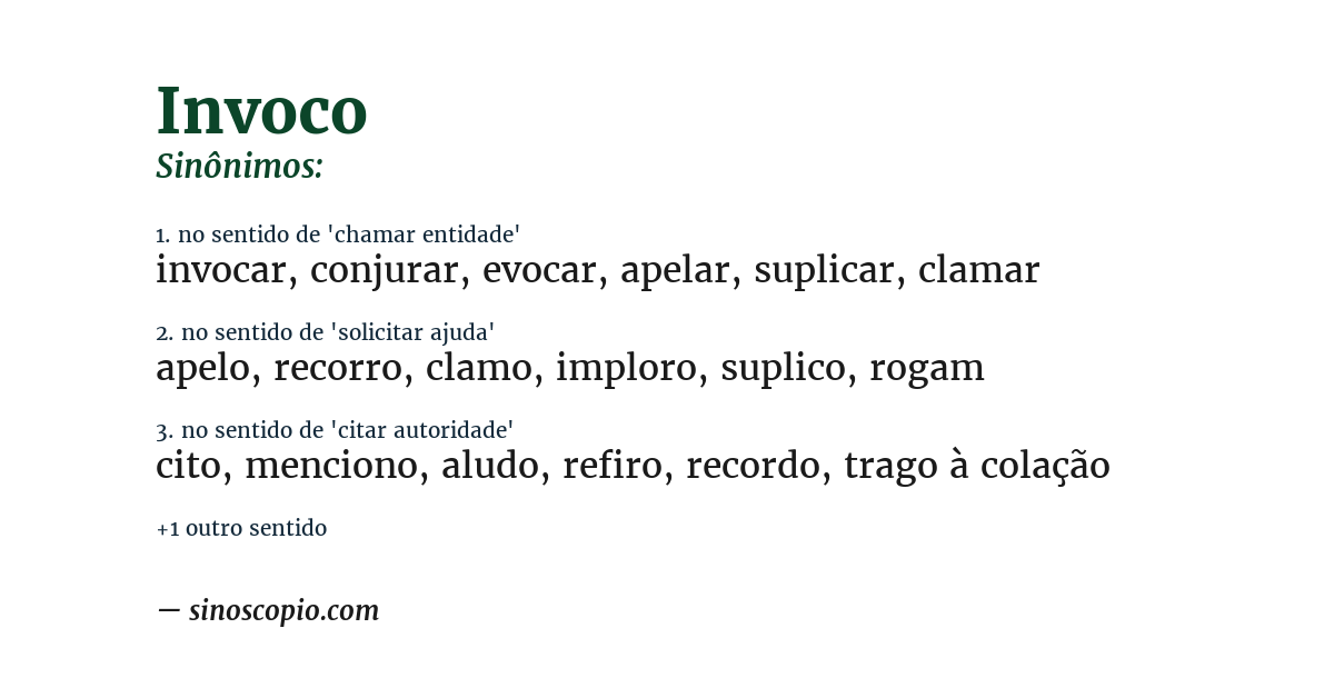 Sinônimo de invoco