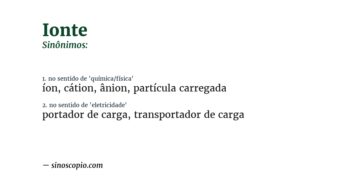 Sinônimo de ionte