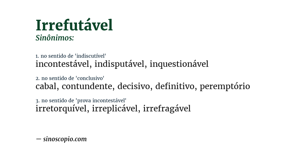 Sinônimo de irrefutável