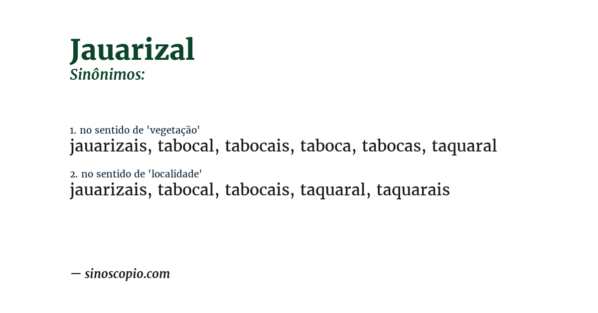 Sinônimo de jauarizal