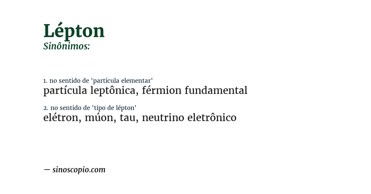 Sinônimo de lépton