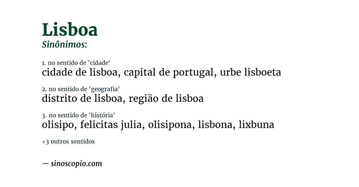 Sinônimo de lisboa