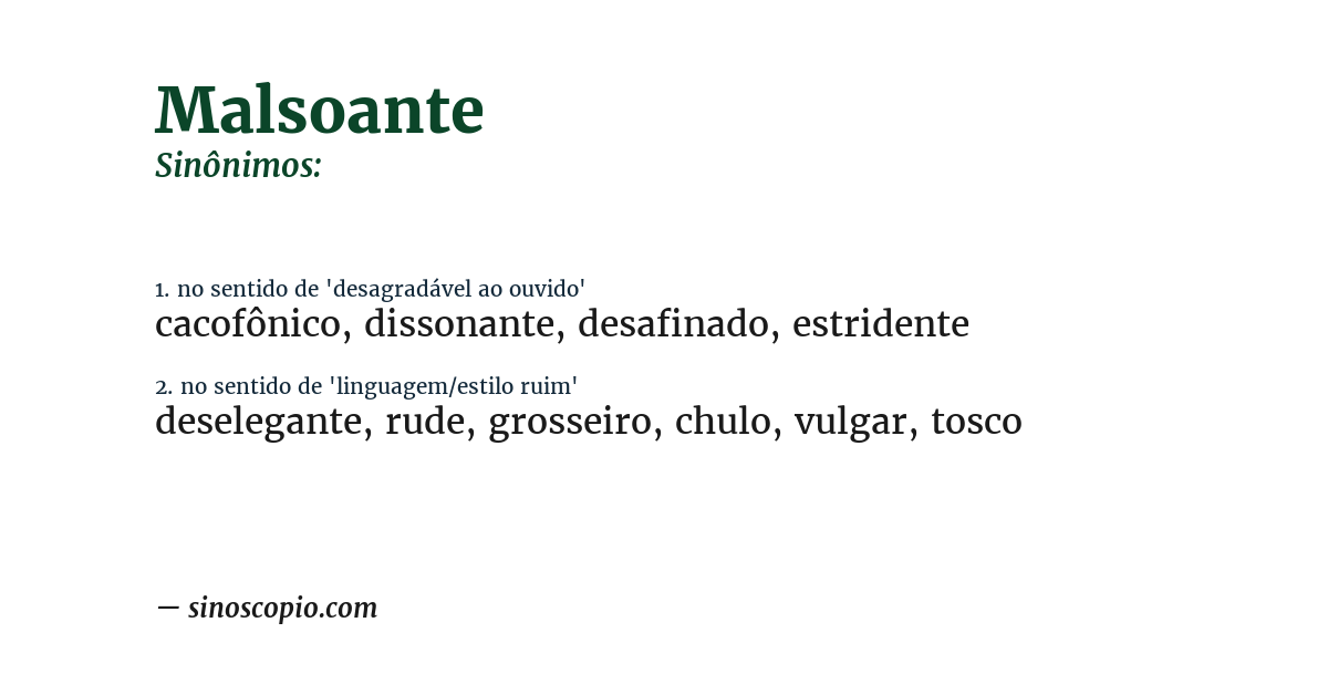 Sinônimo de malsoante