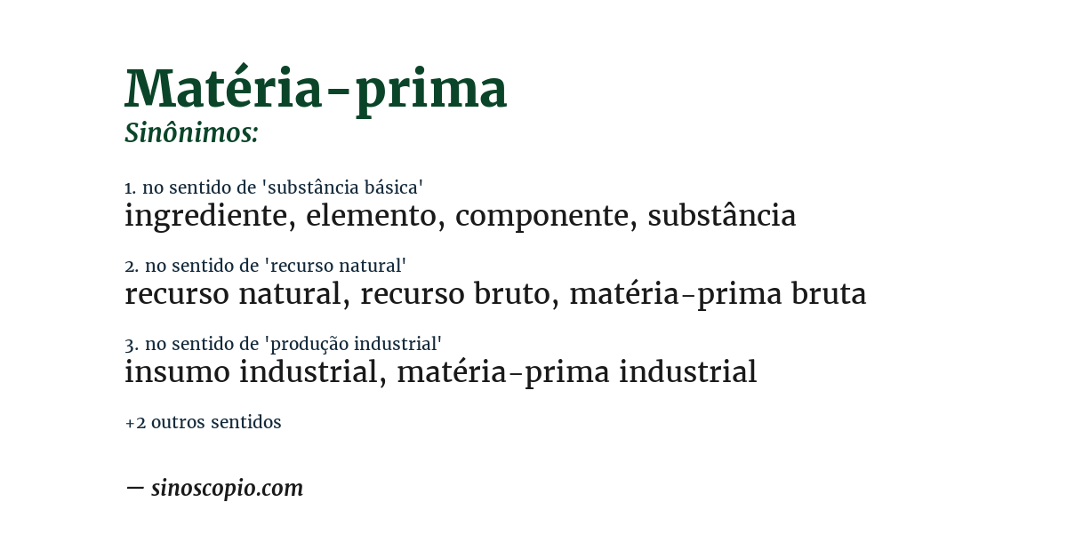 Sinônimo de matéria-prima