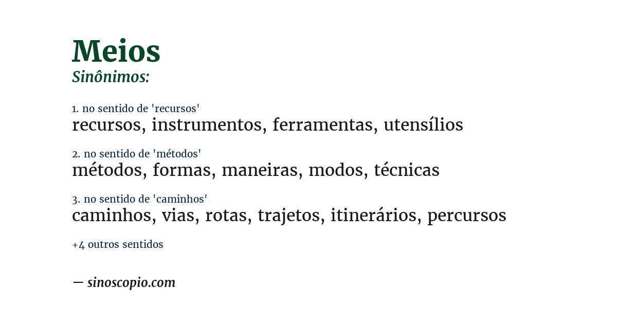 Sinônimo de meios