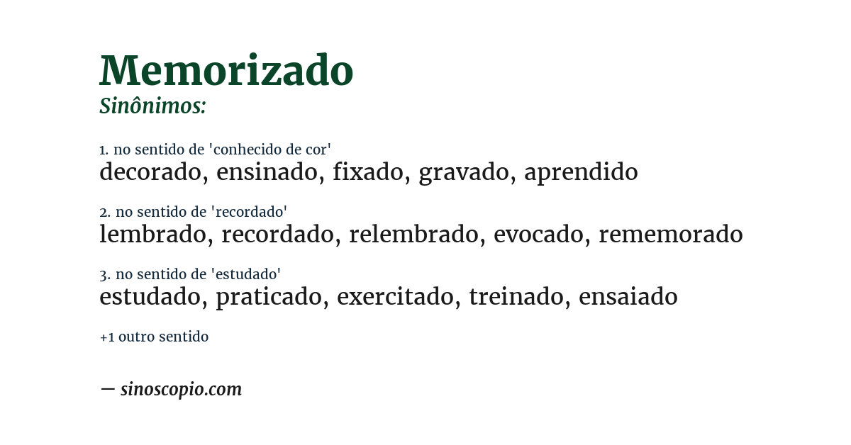 Sinônimo de memorizado
