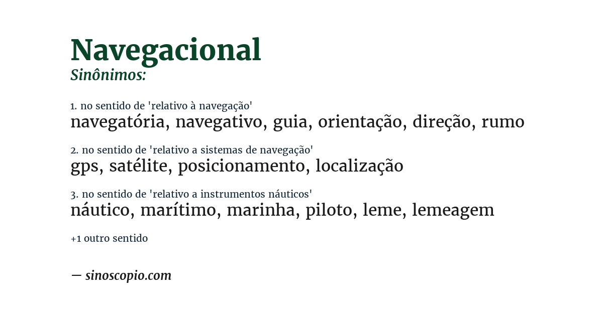 Sinônimo de navegacional