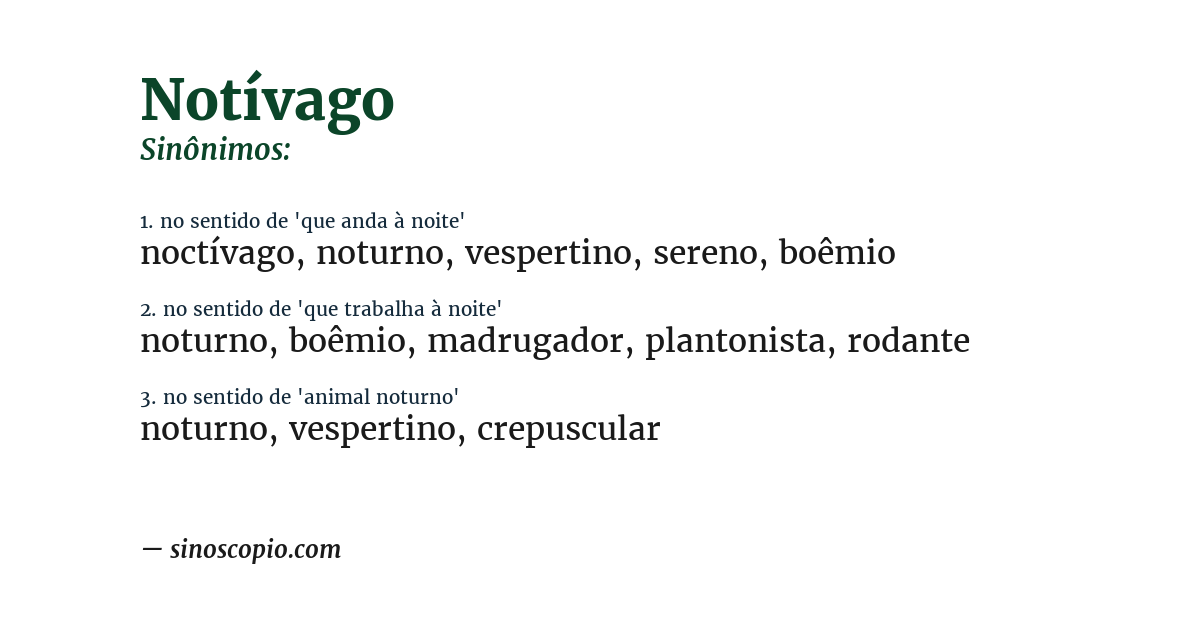 Sinônimo de notívago