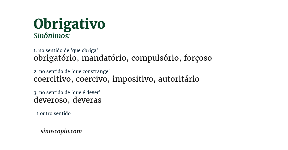 Sinônimo de obrigativo