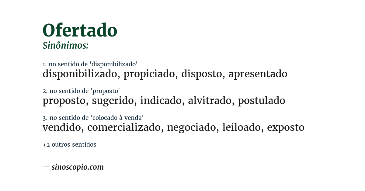 Sinônimo de ofertado