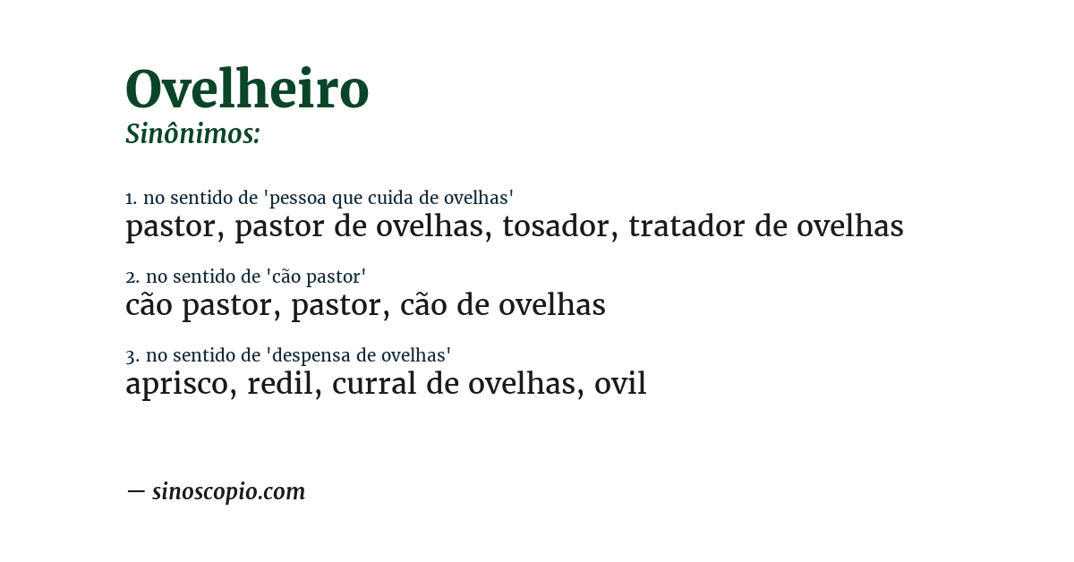 Sinônimo de ovelheiro