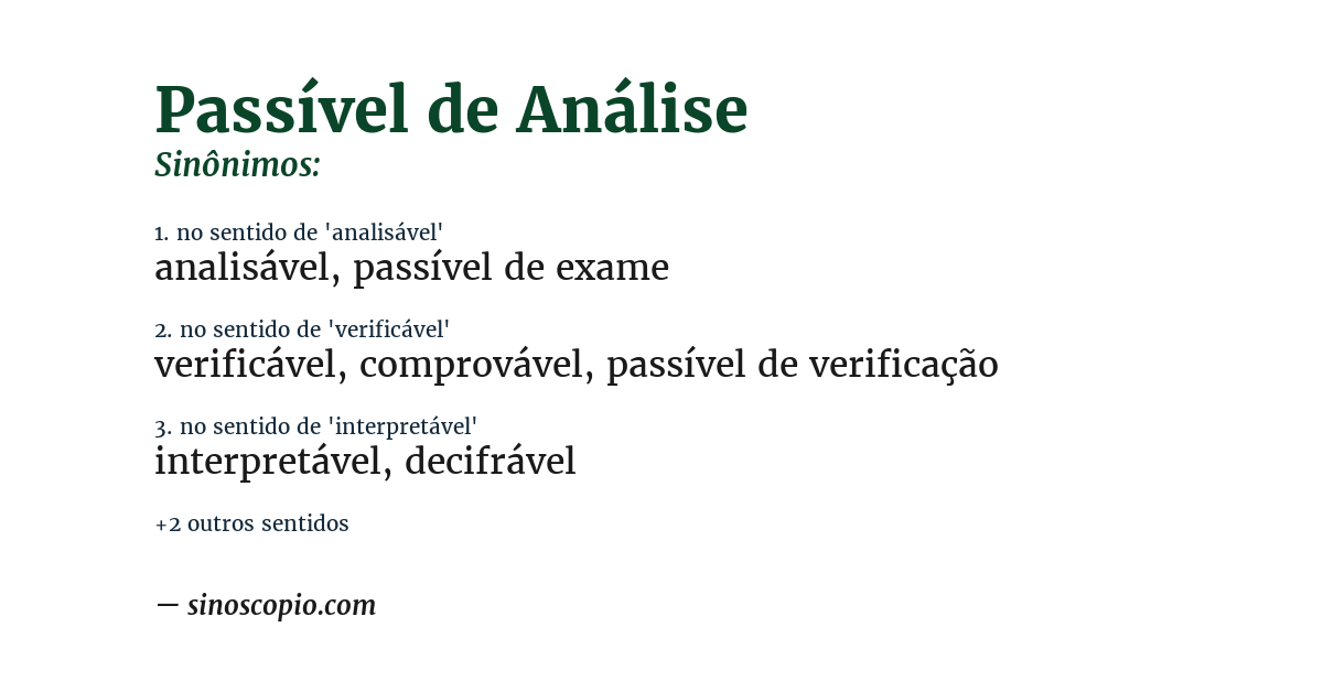 Sinônimo de passível de análise