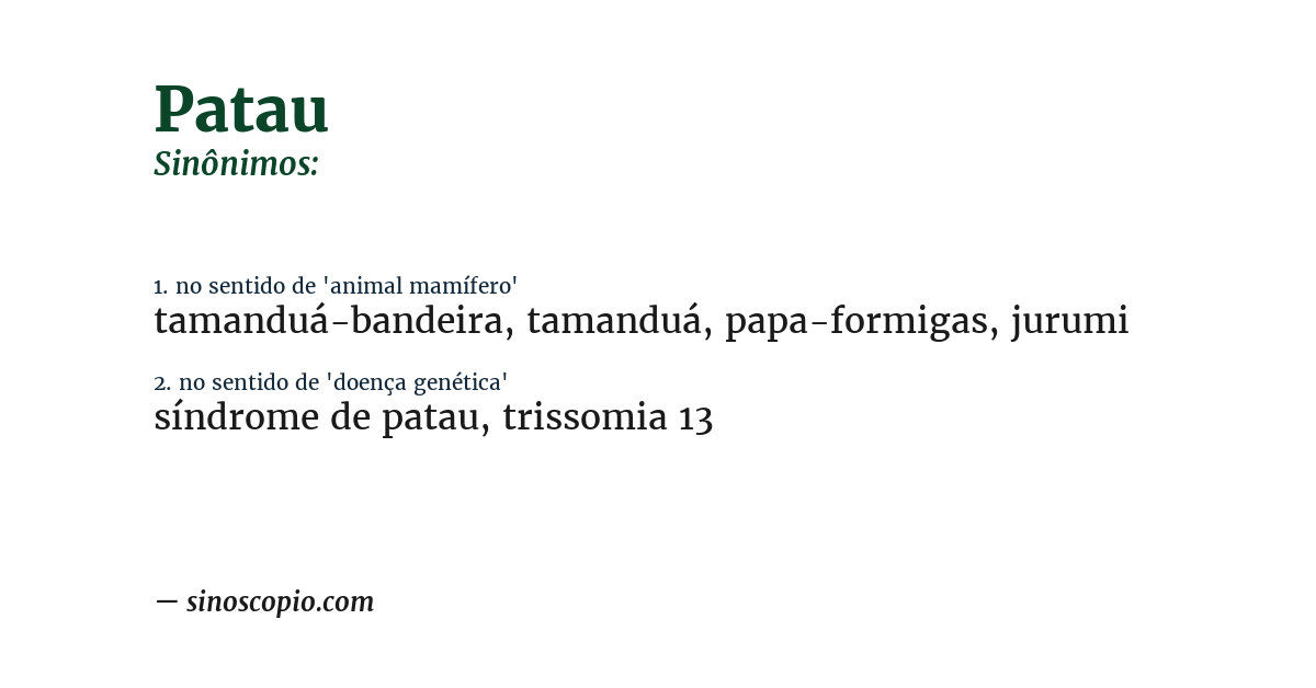 Sinônimo de patau