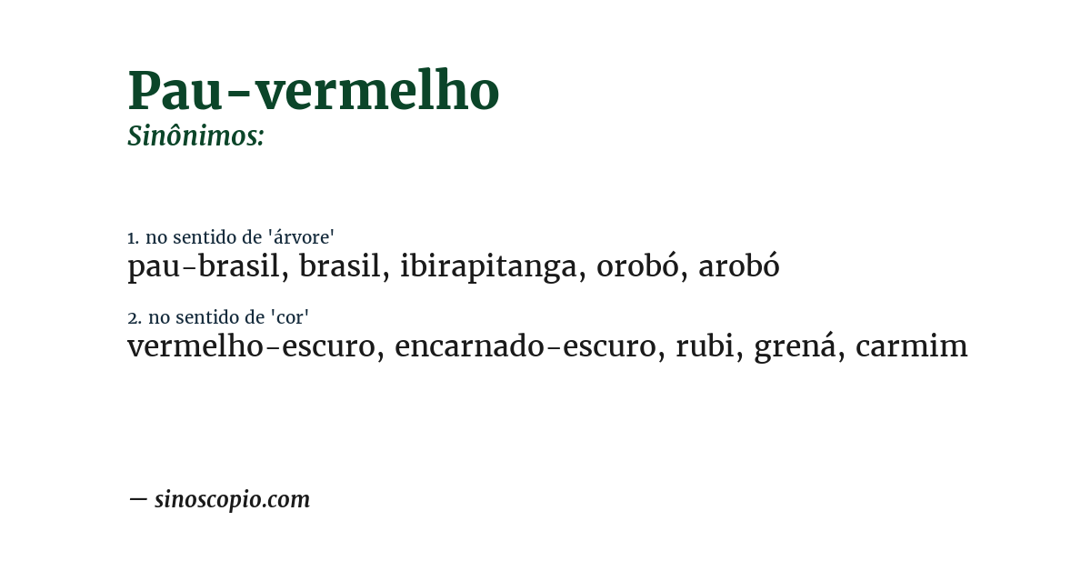 Sinônimo de pau-vermelho